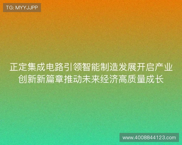 正定集成电路引领智能制造发展开启产业创新新篇章推动未来经济高质量成长 正定集成电路引领智能制造发展开启产业创新新篇章推动未来经济高质量成长
